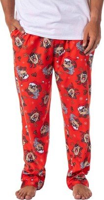 Looney Tunes Mens' Christmas Character Tasmanian Devil Sleep Pajama Pants (S) Red