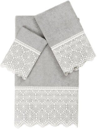 100% Turkish Cotton Arian 3Pc Cream Lace Embellished Towel Set