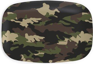 Serving Platters: Ducks, Trucks, And Eight Point Bucks - Camo Serving Platter, Green