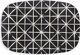 Serving Platters: Geometric Triangles - Distressed Geometric Serving Platter, Black