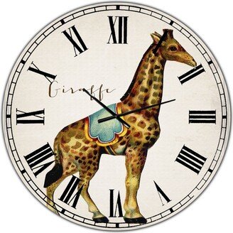 Designart Circus Animals Giraffe Oversized Cottage Wall Clock - 36 x 36