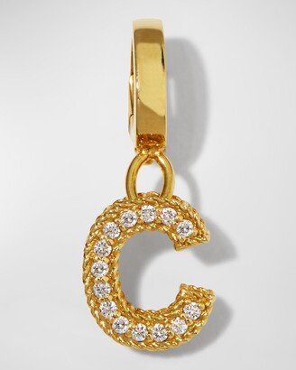 18k Gold & Diamond Letter C Charm