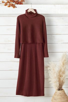 Women's Popover Sweater Dress - Dark Terracotta - PS - Petite Size