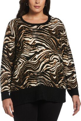 Ella Rafaella Plus Size Animal Print Slouchy Sweater