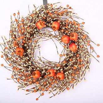 Fall Wreath, Front Door Wreath For Fall, Autumn Thanksgiving Pomegranate/Berry/Twig Fruit