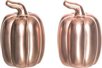 Dolomite 3.75 in. Gold Harvest Metallic Pumpkins Salt and Pepper Shakers Set of 2