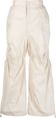 High-Waist Drawstring-Hem Trousers