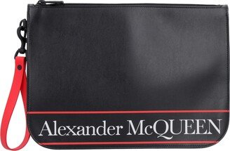 Logo Detail Flat Leather Pouch-AA