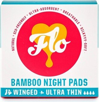 Flo Organic Bamboo Silky-Soft Ultra-Thin Absorbent Night with Wings Maxi Pads - 14ct