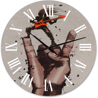 Designart 'Rock and Roll Sign With Guitarist' Modern wall clock