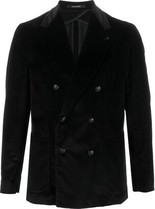 Double-Breasted Velvet Blazer-AA