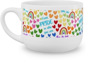 Mugs: Have Pride In Who You Are Rainbows And Hearts Latte Mug, White, 25Oz, Multicolor