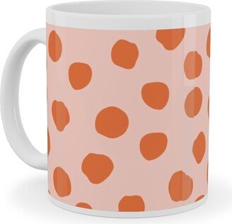 Mugs: Dotty - Pink And Orange Ceramic Mug, White, 11Oz, Pink