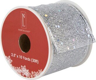 Northlight Shimmering Silver Wired Craft Christmas Ribbon 2.5