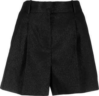 Pleat-Detail High-Waisted Shorts