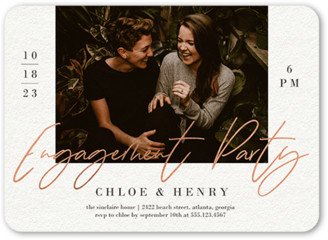 Engagement Party Invitations: Scripted Party Engagement Party Invitation, Beige, 5X7, Standard Smooth Cardstock, Rounded