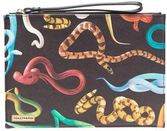 Snake-Print Wash Bag