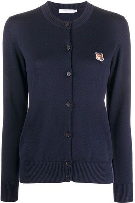 Embroidered-Motif Button-Fastening Cardigan