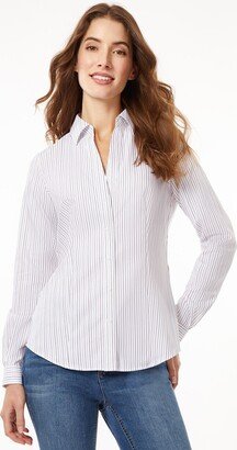 Y-Neck Button-Front Cotton Shirt