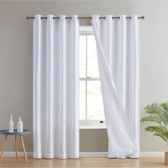 Jefferson Faux Silk Semi Sheer Light Filtering Microfiber Lined Grommet Lightweight Window Curtains Drapery for Bedroom, Dining Room & Living R