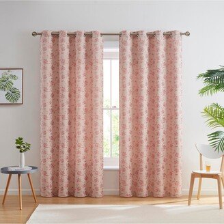 Zoey Burlap Flax Linen Floral Jacquard Privacy Light Filtering Transparent Window Grommet Short Thick Curtains Drapery Panels for Kitchen & Din