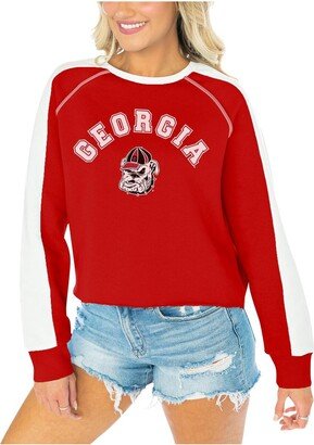 Women's Gameday Couture Red Georgia Bulldogs Blindside RaglanÂ Cropped Pullover Sweatshirt