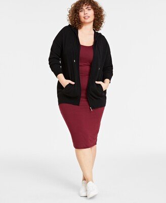 Plus Size 100% Cashmere Zip-Up Hoodie, Created for Macy's