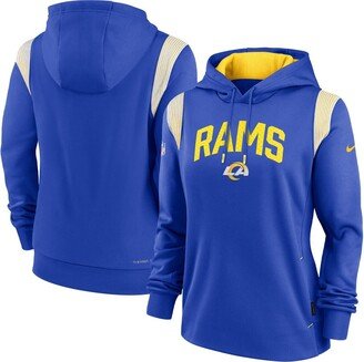 Women's Royal Los Angeles Rams Sideline Stack Performance Pullover Hoodie