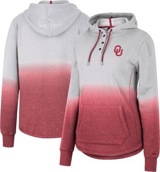 Women's Gray, Crimson Oklahoma Sooners Aurelia Dip-Dye Quarter-Snap Pullover Hoodie - Gray, Crimson