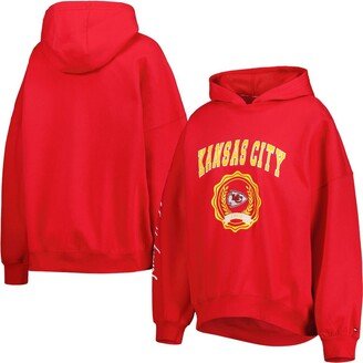 Women's Red Kansas City Chiefs Becca Drop Shoulder Pullover Hoodie