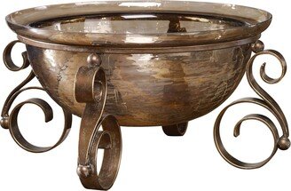 Alya 17 Wide Glass and Iron Decorative Bowl