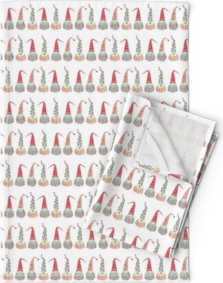 Holiday Gnomes Tea Towels | Set Of 2 - Scandinavian Christmas By Sonyara Stripes Elf Linen Cotton Spoonflower