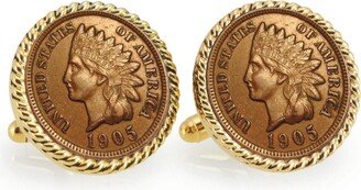 American Coin Treasures Indian Head Penny Rope Bezel Coin Cuff Links