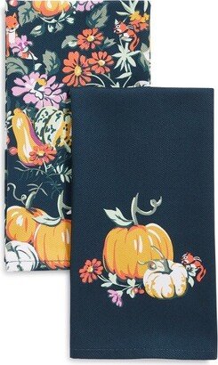 Women's Cotton Dish Towel Set of 2 Fresh-Cut Floral Gourds