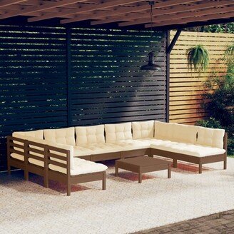 9 Piece Patio Lounge Set with Cushions Solid Pinewood - 25 x 25 x 24.6