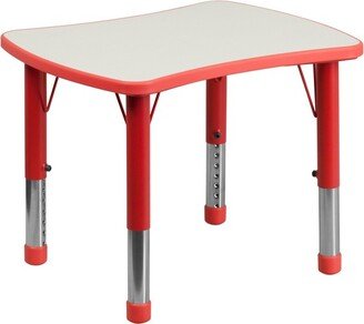 21.875''W x 26.625''L Rectangular Red Plastic Height Adjustable Activity Table with Grey Top