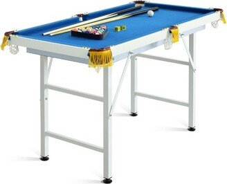 47'' Folding Billiard Table Pool Game Table for Kids w/ Cues & Chalk & Brush