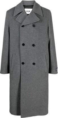 Logo-Patch Knitted Double-Breasted Coat