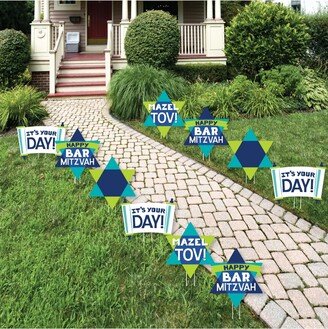 Big Dot Of Happiness Blue Bar Mitzvah - Lawn Decor - Outdoor Boy Party Yard Decor - 10 Pc