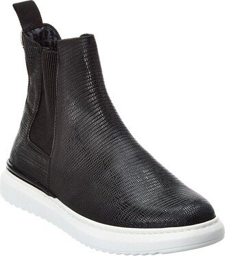 Reptile-Embossed Leather High-Top Sneaker