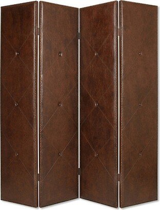 Ares 84 Inch 4 Panel Screen, Light Brown Vegan Faux Leather,