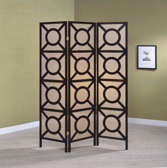 CDecor Renata Tan and Cappuccino Circle Pattern 3-panel Folding Screen