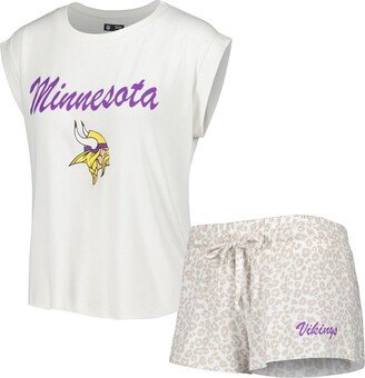 Women's Concepts Sport White, Cream Minnesota Vikings Montana Knit T-shirt and Shorts Sleep Set - White, Cream