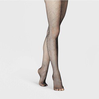 Women's Jewel Fishnet Tights Black