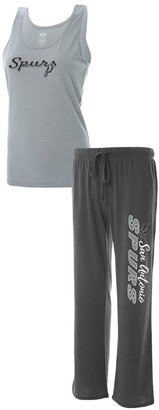 Concepts Sport Women's Heathered Gray, Heathered Charcoal San Antonio Spurs Plus Size Tank Top and Pants Sleep Set - Heathered Gray, Heathered Charcoal