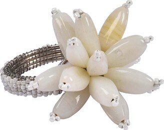 Blossom Napkin Rings - White Color Glass Beaded Unique Design Fine Quality