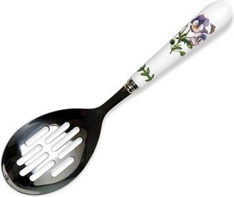 Botanic Garden Slotted Spoon, Kitchen Spoon for Cooking and Serving, Pansy Floral Design, Made from Stainless Steel with Porcelain Handle