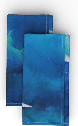 Cloth Napkins: Watercolor Skies - Blue Cloth Napkin, Longleaf Sateen Grand, Blue