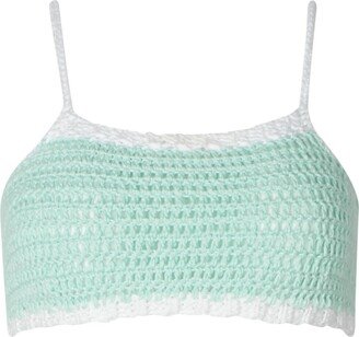 Soah Gia Pastel Green Crochet Crop Top