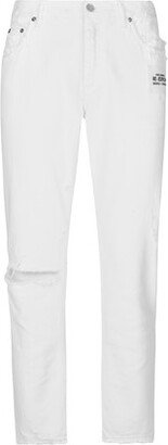 White Loose Jeans with Rips and Abrasions